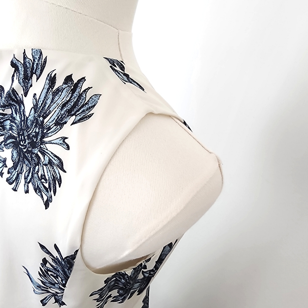 NWT Nordstrom Collection Silk Midi Slip Dress Size 6 Floral Ivory & Blue - Picture 8 of 14